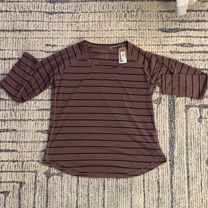 Patagonia Brown Striped Long Sleeve Top